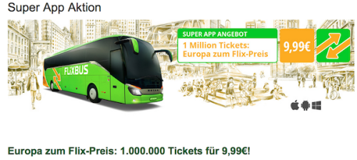 [meinFernbus/Flixbus] 1 Mio Tickets für 9,99€